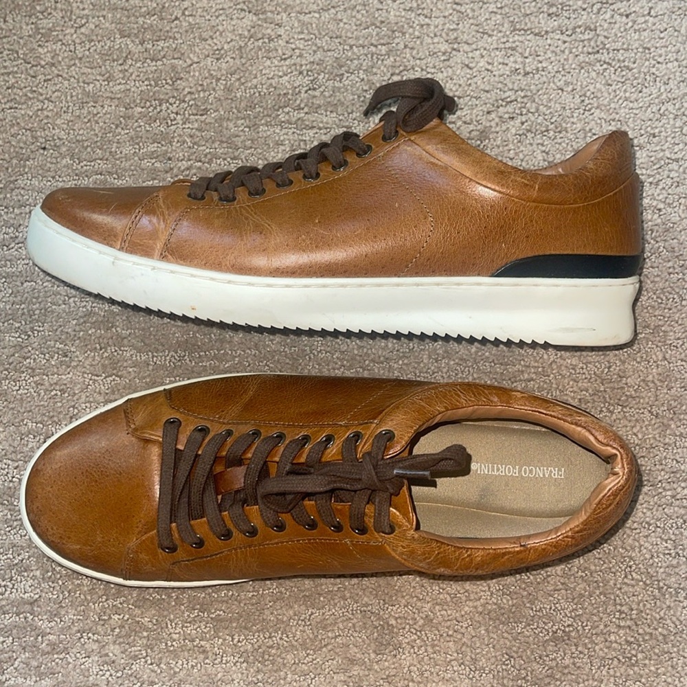 Franco Fortini Men's Tan Leather Sneakers